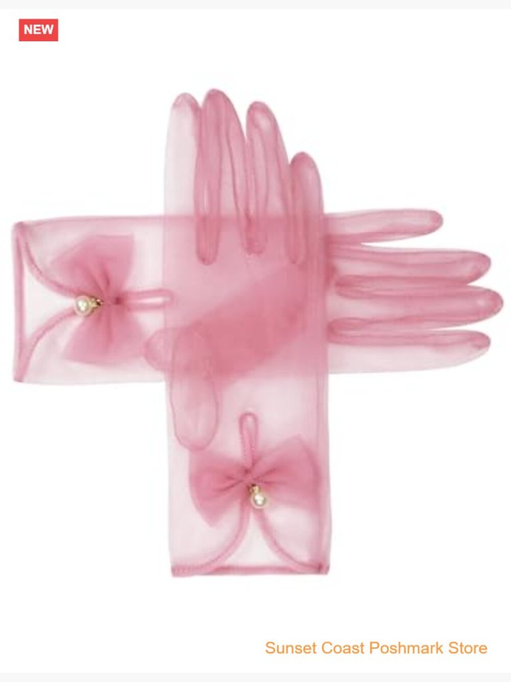 Women's Bow Tea Party Sheer Mesh Opera Gloves - Picture 2 of 6